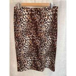 White House Black Market Skirt Size 8 Leopard Print Pencil Skirt Knee Length EUC